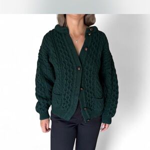 Vintage Forest Green Cable Knit Cardigan